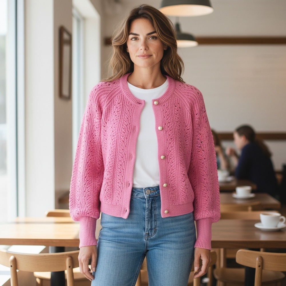 Lilly Pulitzer Zabrina Pink Knit Cardigan Style 009868 EUC